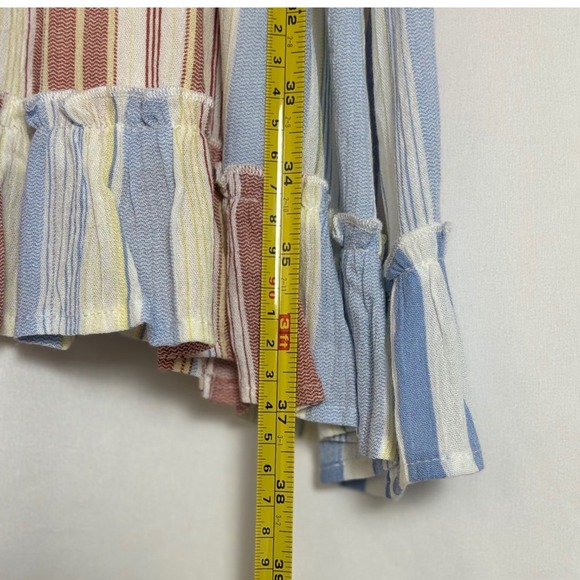 Hailey & Co Striped V Neck Smocked Waist Tiered Ruffle Dress Women's Sz M Boho - Picture 6 of 10